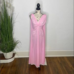 Vintage Lucie Ann Claire sandra Pink Blue Nylon Knit Gown size small